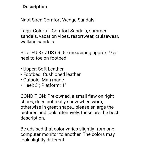 Naot Siren Comfort Wedge Sandals  EU 37 / US 6  Purple Blue & Black Leather - Picture 13 of 13